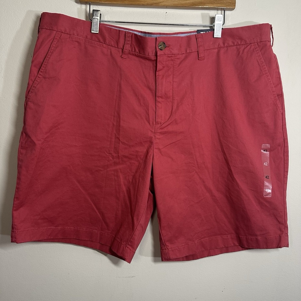 Tommy Hilfiger Mens TH Flex Red Chino Shorts Size 42 9 Inch Inseam 78D8725 NEW